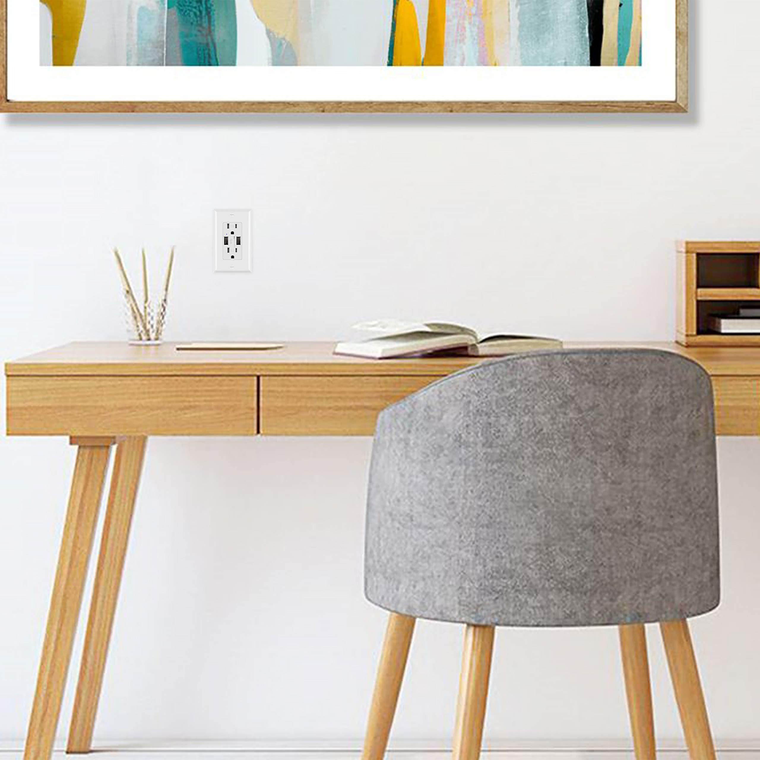 [10 Pack] BESTTEN 3.6A Dual USB Wall Outlet, 15A/125V/1875W, Tamper Resistant Receptacle, Ideal to Charge Smartphone, Tablet and Other USB Device, UL Listed, White