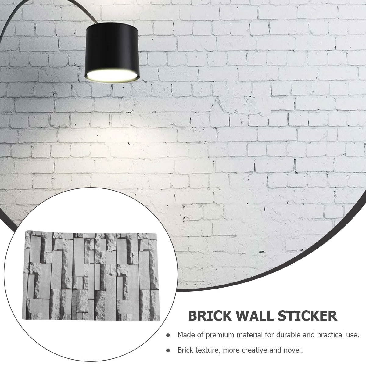 Antique Self-Adhesive Wall Sticky Paper Brick Texture Wall Paper for Home Bar Barber Shop (Nonwovens, Light Grey)