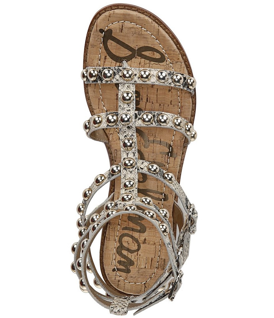 Sam Edelman Eavan Studded Snake Print Leather Gladiator Sandals