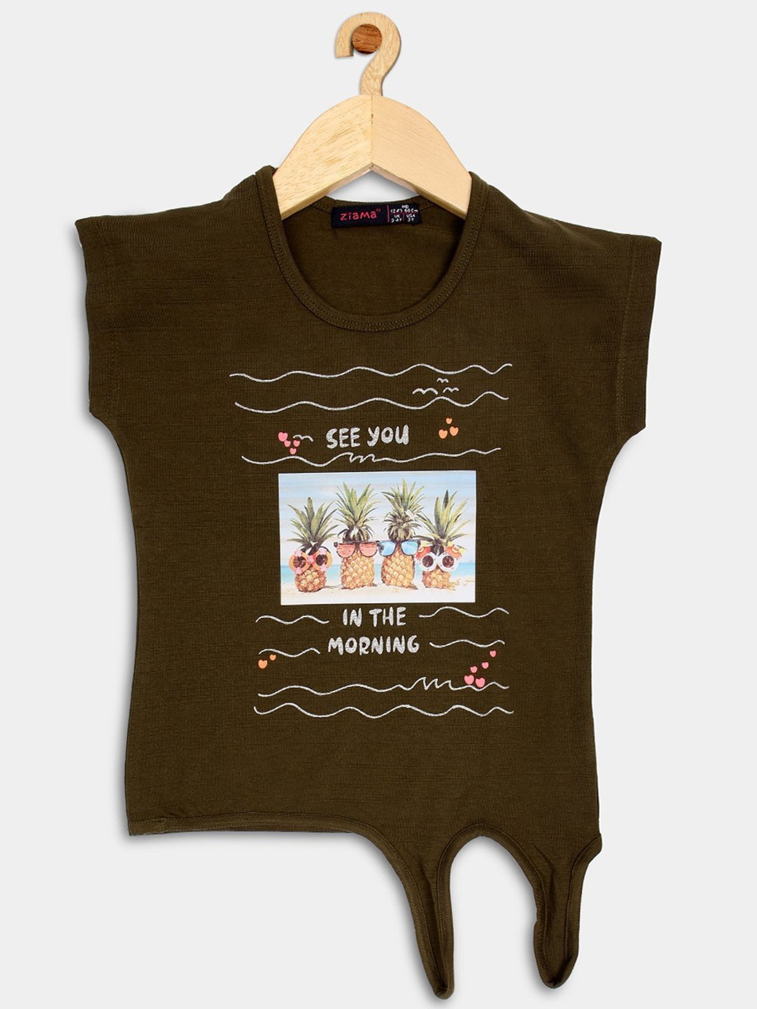 ZIAMA Kids Olive Printed Top