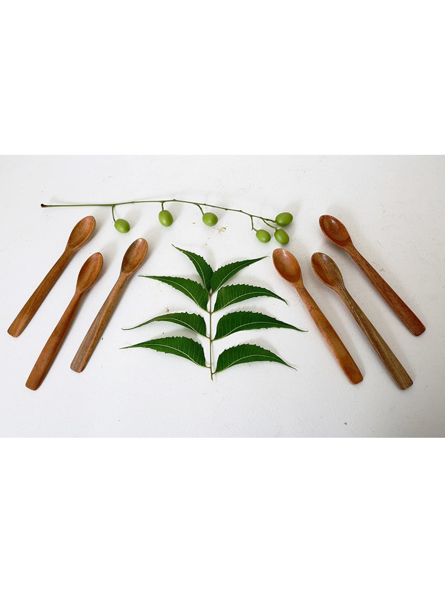 The Indus Valley Brown Neem Wood Masala Spoons - Set of 6