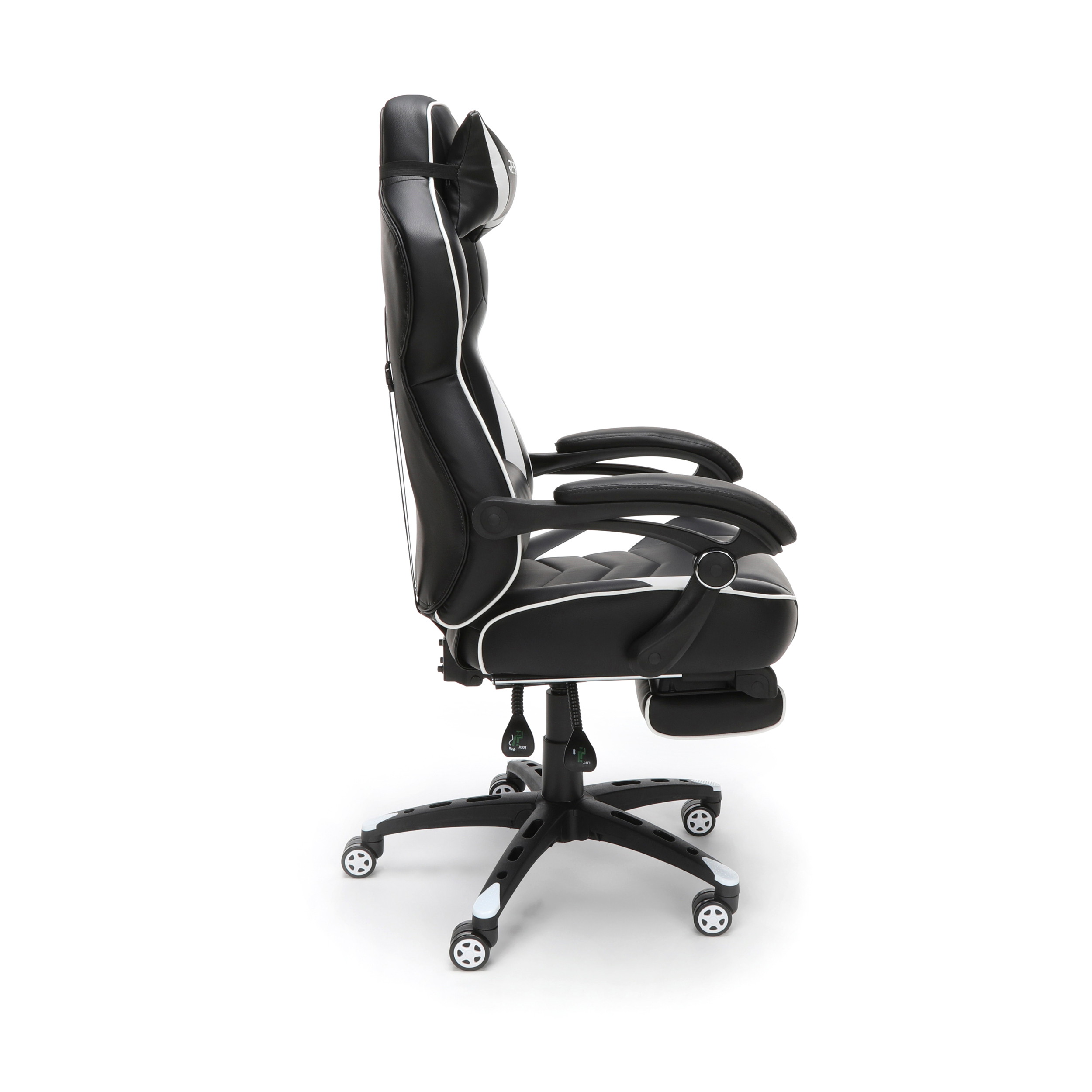 RESPAWN 110 Racing Style Gaming Chair, Reclining Ergonomic Leather Chair with Footrest, in White (RSP-110-WHT)