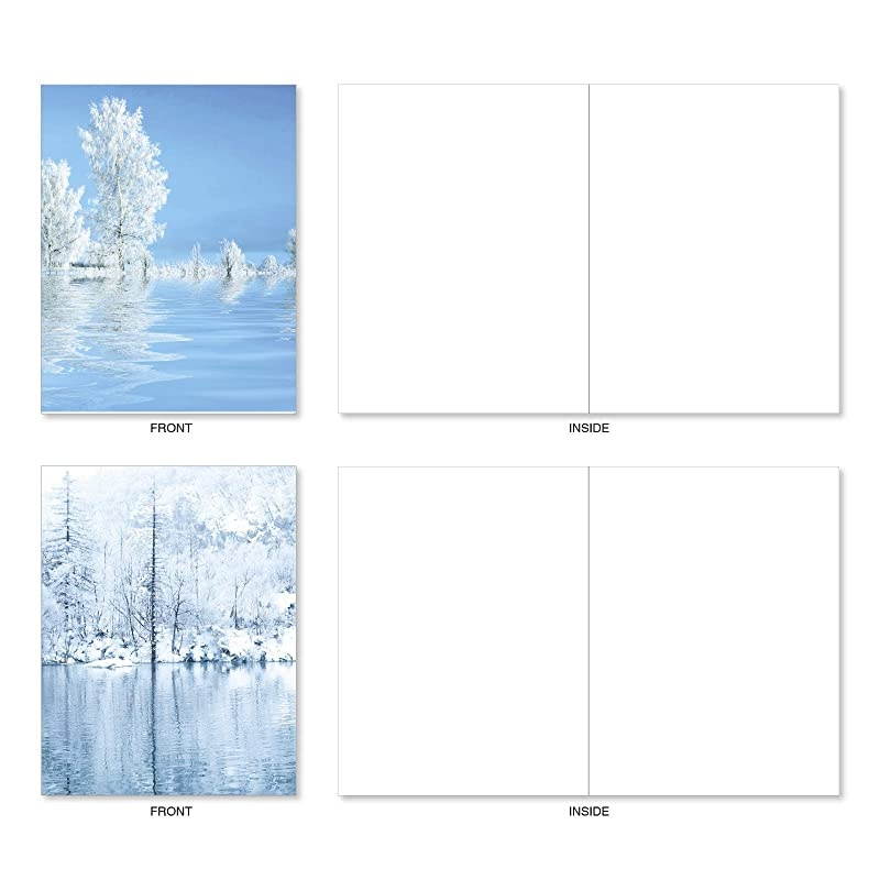 Box of 10 White Landscapes Blank Note Cards with Envelopes 4 x 512 Inch Beauty of Nature All Occasion Greeting Cards Assorted Boxed Notecard Set AM6134OCBB1x10