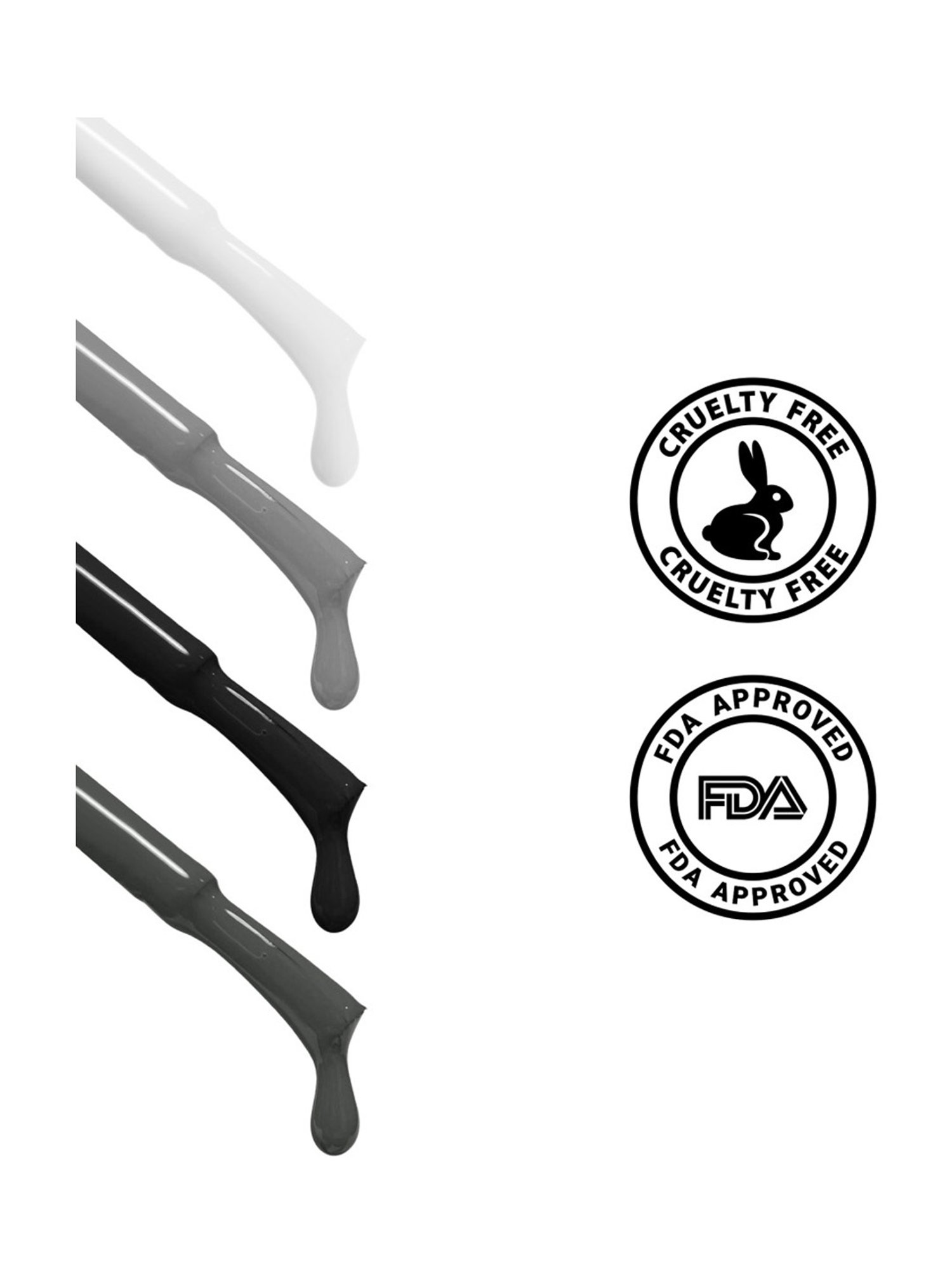 RENEE Gloss Touch N01 Classic Monochrome Nail Enamel - Pack of 4