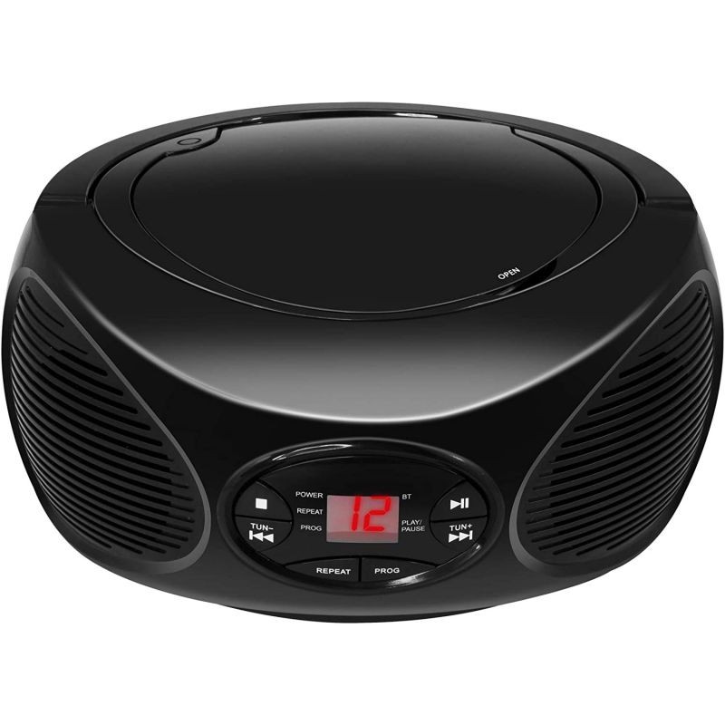 GPX Portable Bluetooth FM Radio Boombox and CD Player, Black (BCB119B)