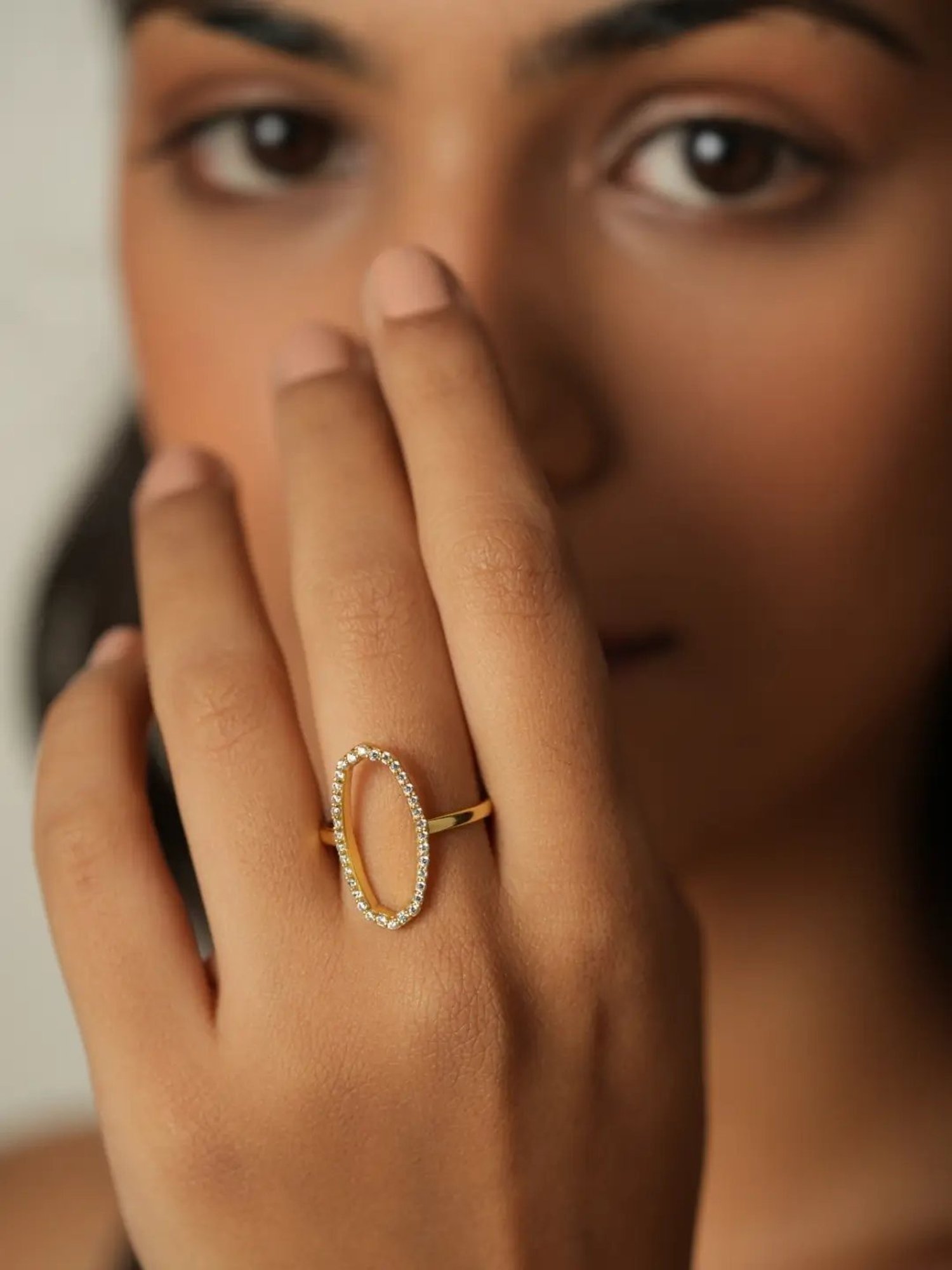 Mabel 92.5 Sterling Silver 18k Gold-Plated Octagon Statement Adjustable Ring