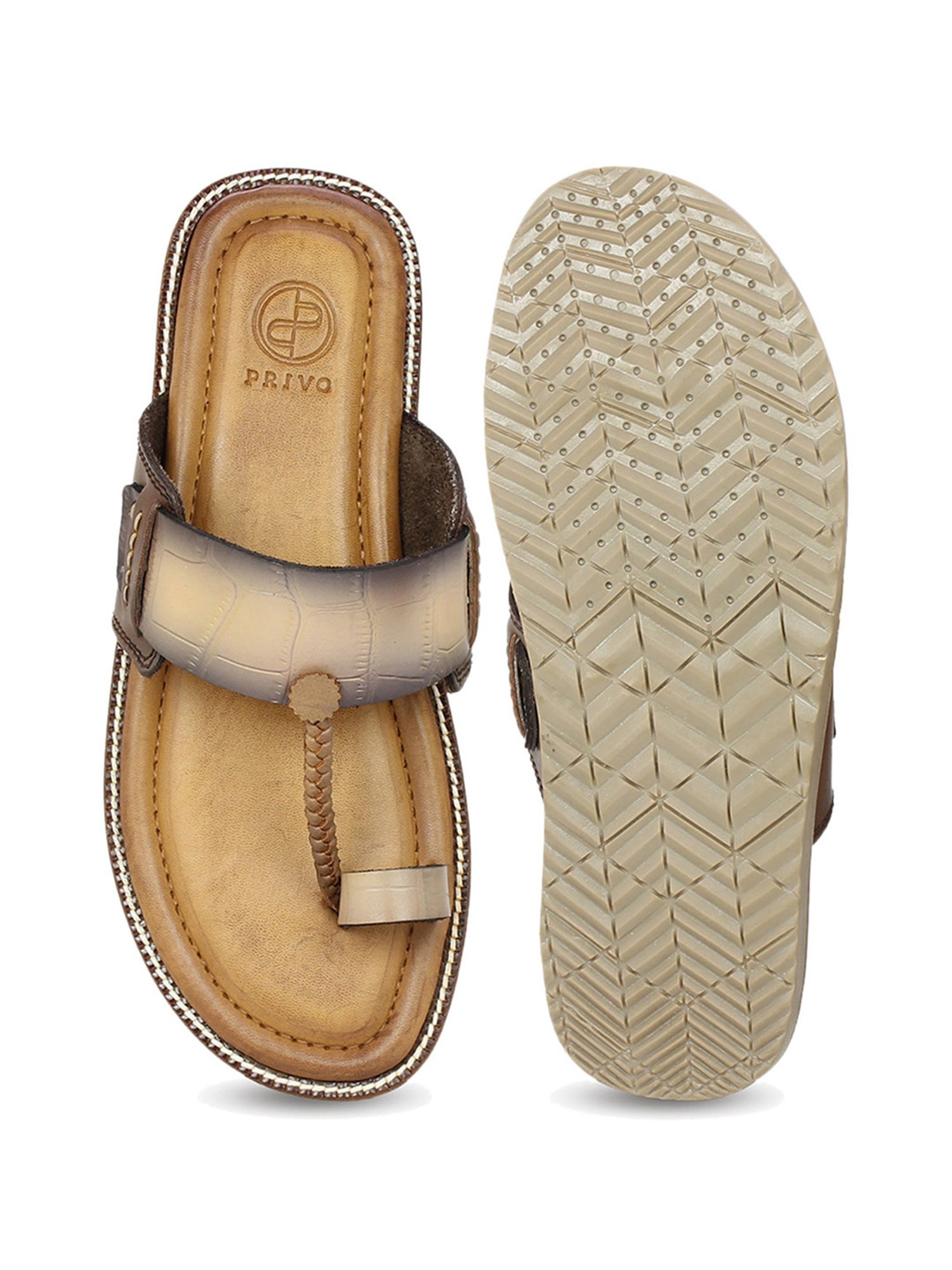 Privo by Inc.5 Men's Strapi Tan Toe Ring Sandals