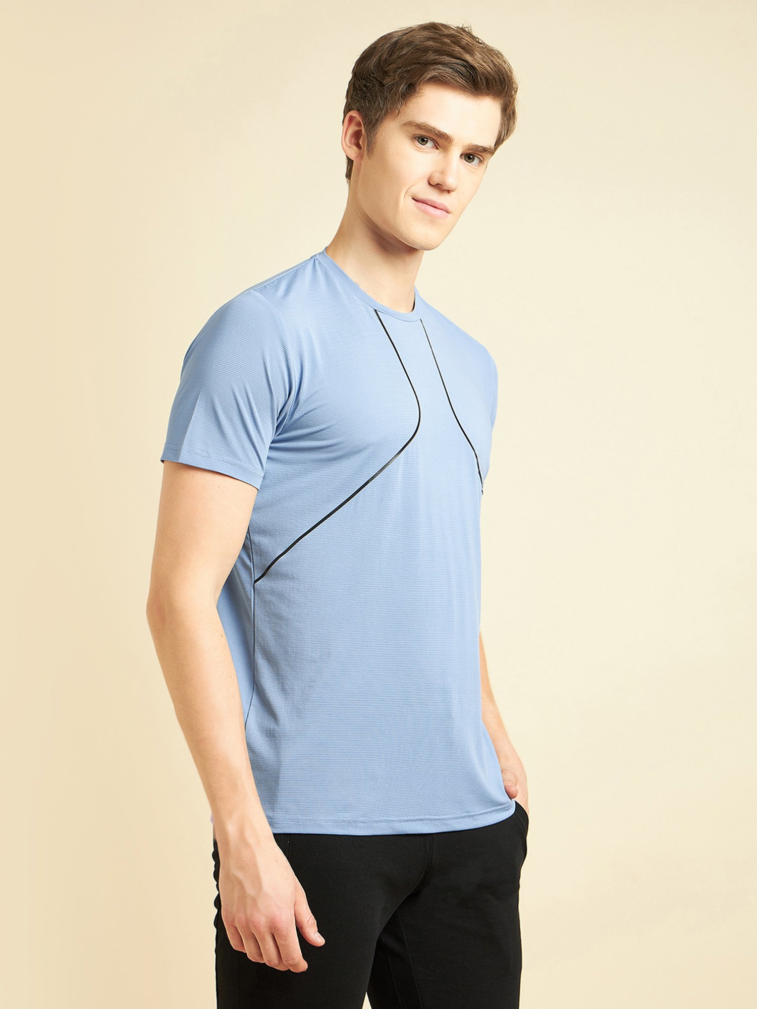 Sweet Dreams Sky Blue Regular Fit Printed Sports T-Shirt