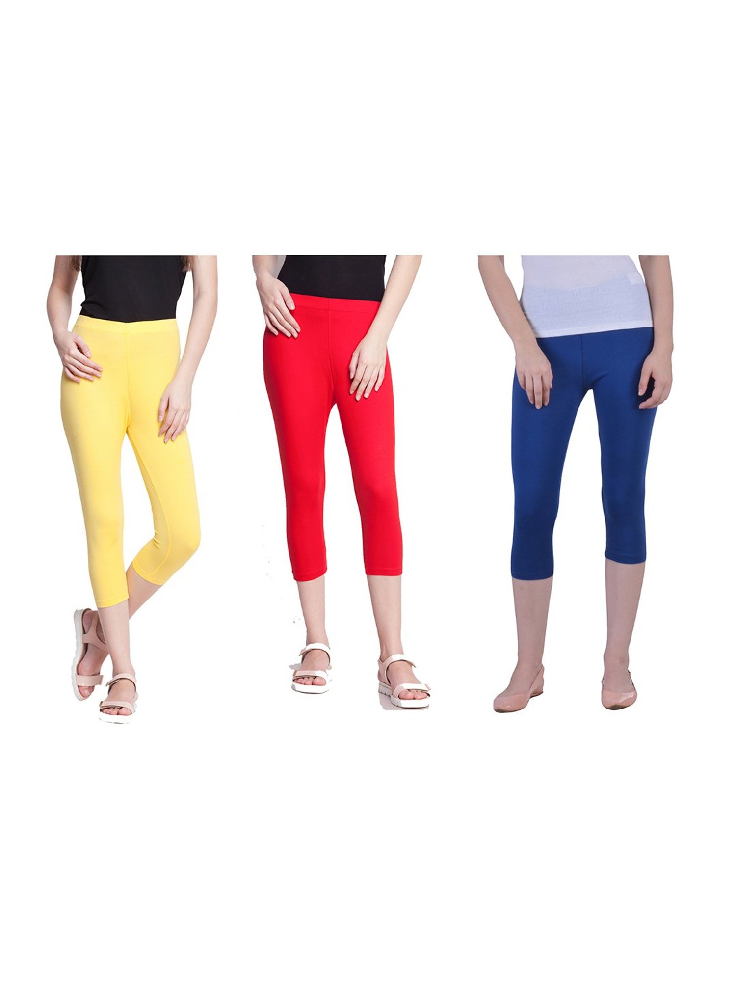 Dollar Missy Multicolor Slim Fit Capris Pack of - 3