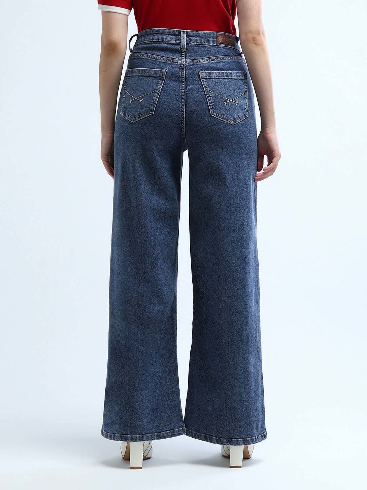 U.S. Polo Assn. Blue Cotton Relaxed Fit High Rise Jeans