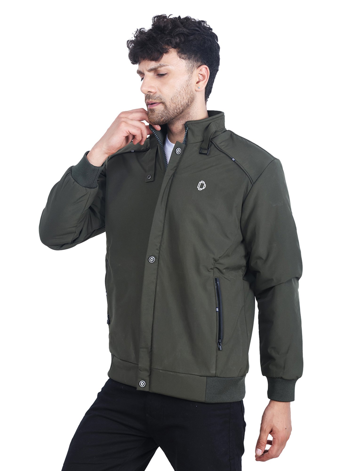 Dollar Olive Regular Fit High Neck Jacket