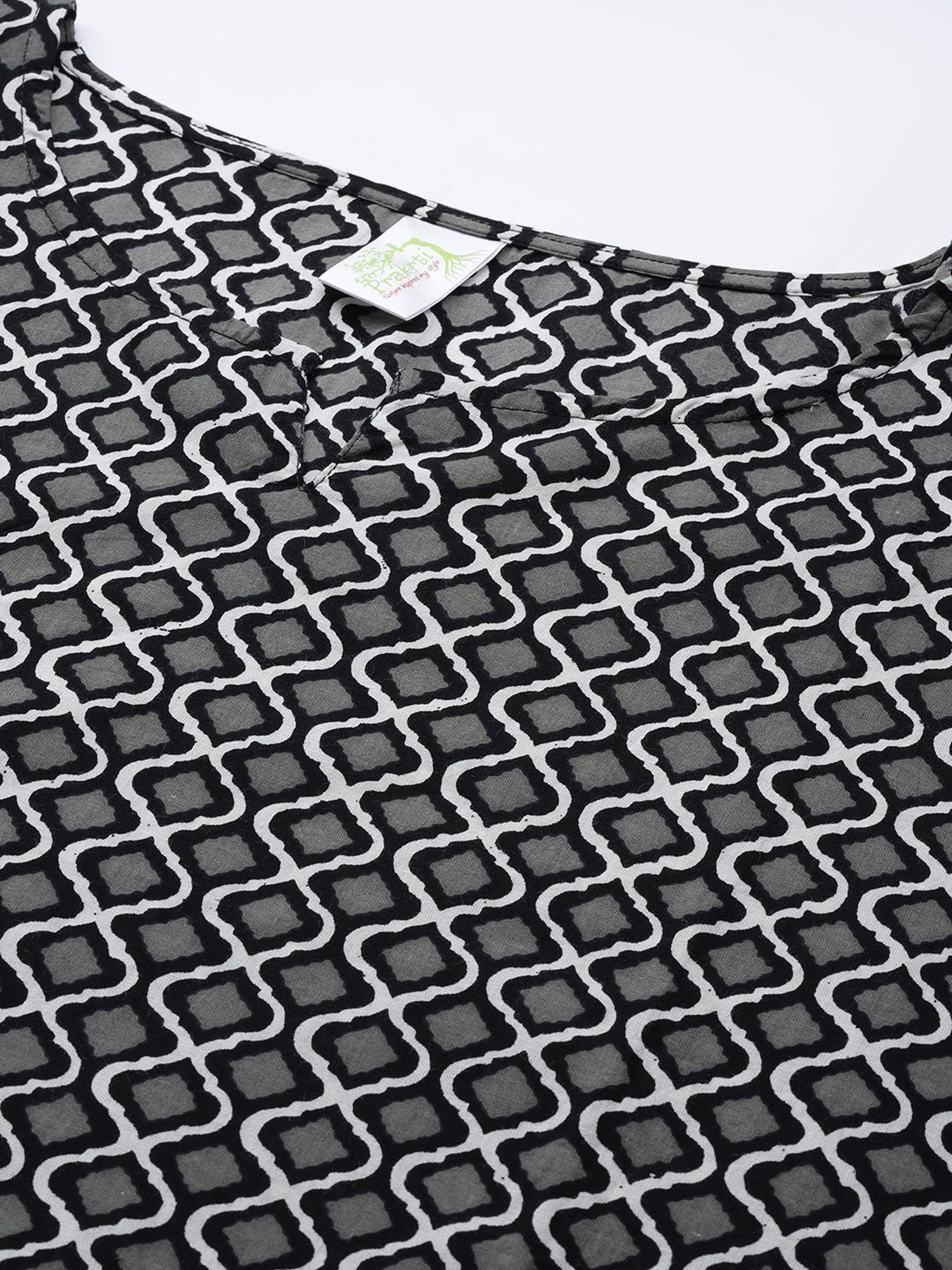 Prakrti Black Cotton Printed Kaftan