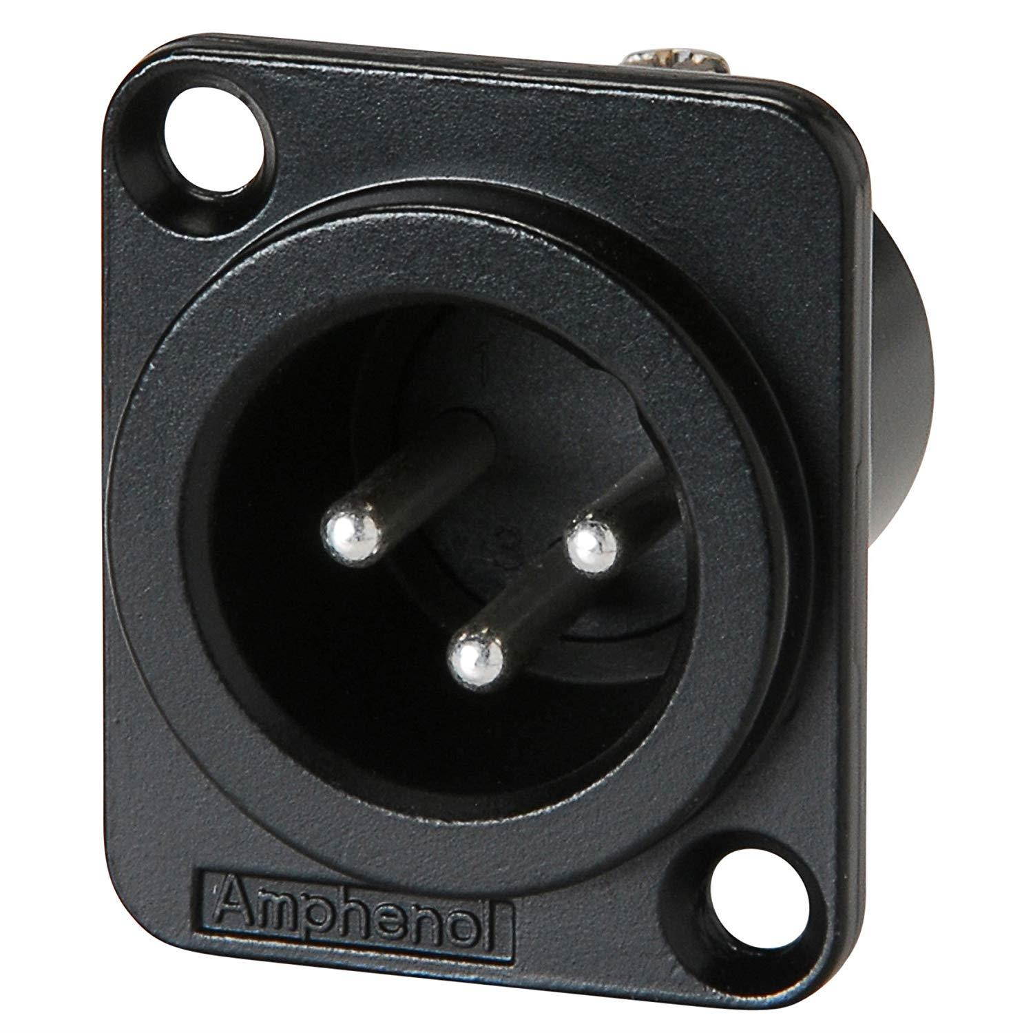 Amphenol AC3MMDZB XLR "D" Flange Panel Mount Connector Male Black