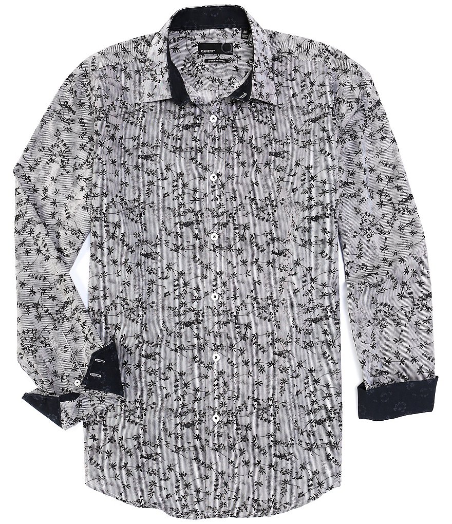 Quieti Floral Stripe Long-Sleeve Woven Shirt