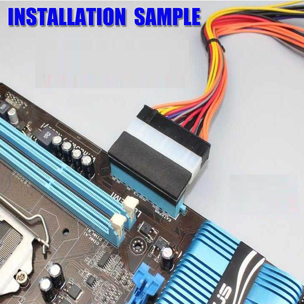 Vibob ATX 24 Pin Female to 24 pin Male Adapter for Desktop PC Power Supply(L angle)