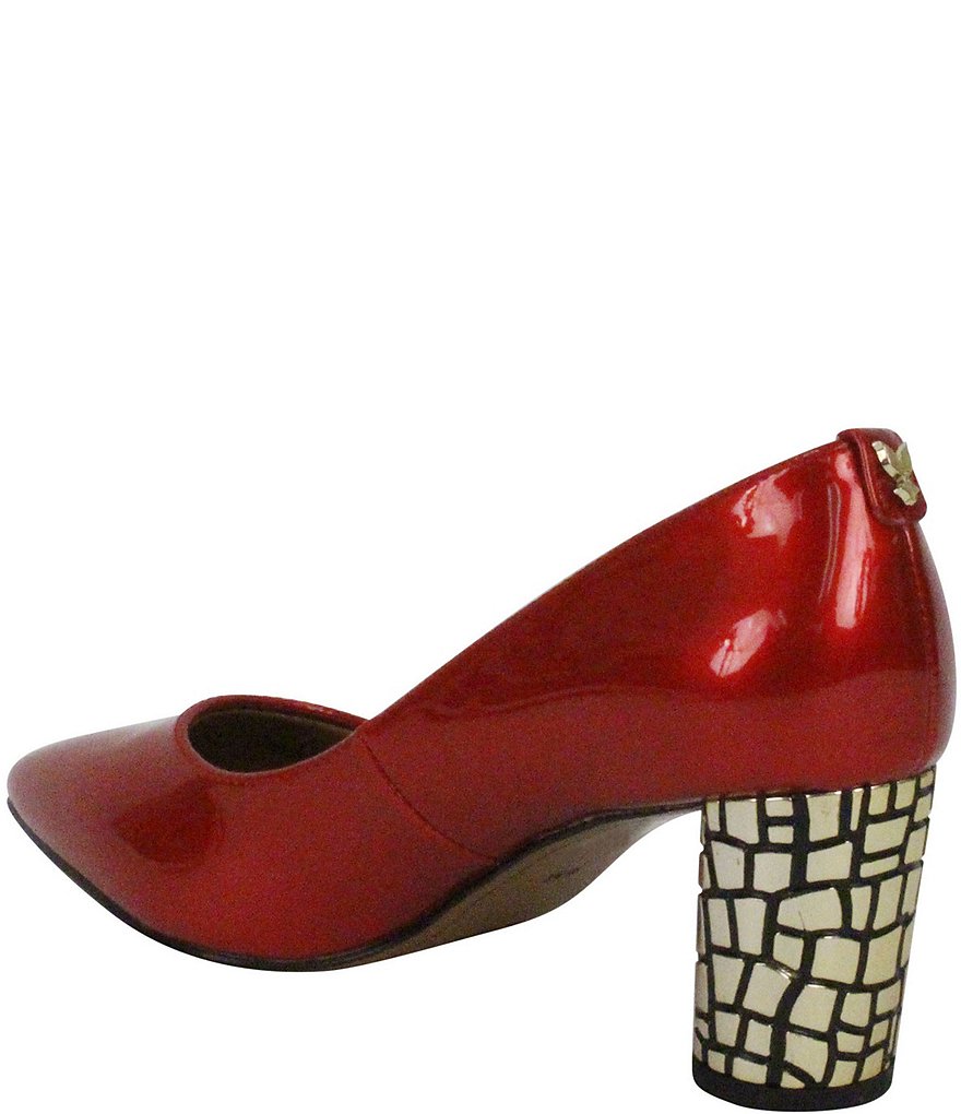 J. Renee Vaneeta Patent & Croc Embossed Metal Heel Pumps