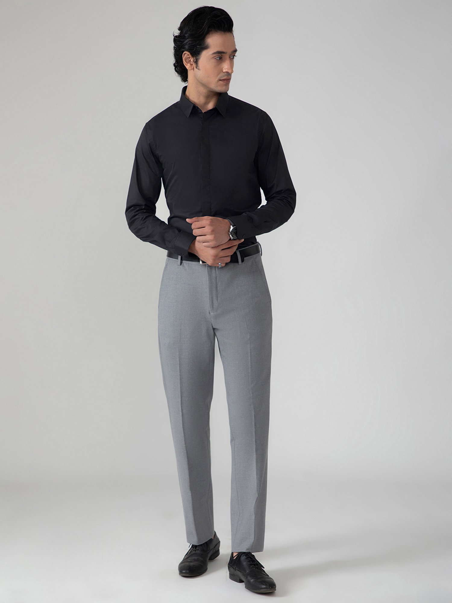 SUBTRACT Black Slim Fit Shirt