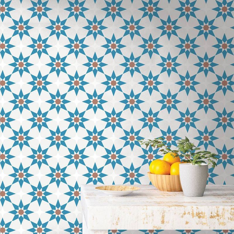 Tempaper Soleil Terracotta Self-Adhesive Removable Wallpaper Blue