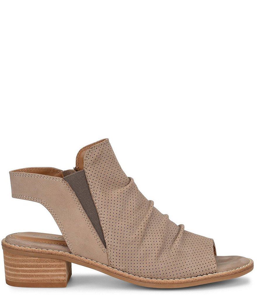 Comfortiva Belen Slingback Ruched Suede Block Heel Sandals