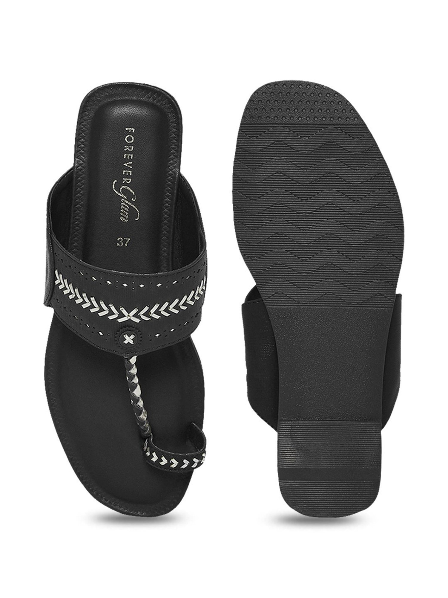 Forever Glam by Pantaloons Women's Black Toe Ring Sandals