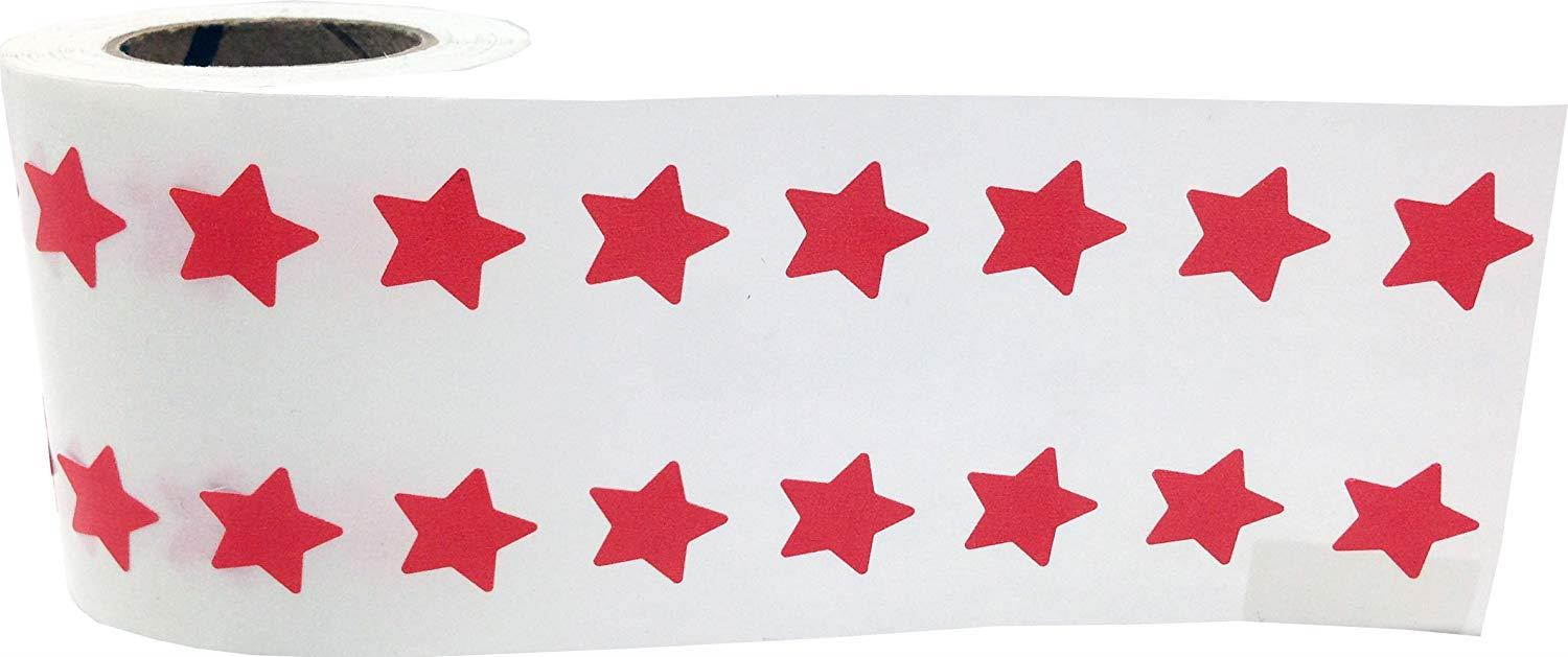 Red Star Stickers, 1/2 Inch Wide, 1000 Labels on a Roll