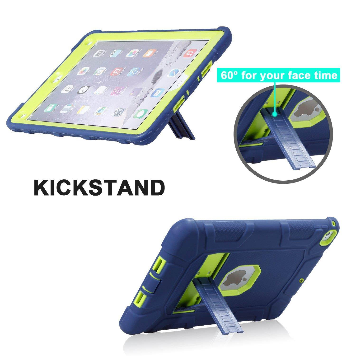 iPad 6th Generation Cases, iPad 2018 Case, iPad 9.7 Inch Case,Hybrid Shockproof Rugged Drop Protection Cover Built with Kickstand for New iPad 9.7 inch A1893/A1954/A1822,/A1823 (Navy)