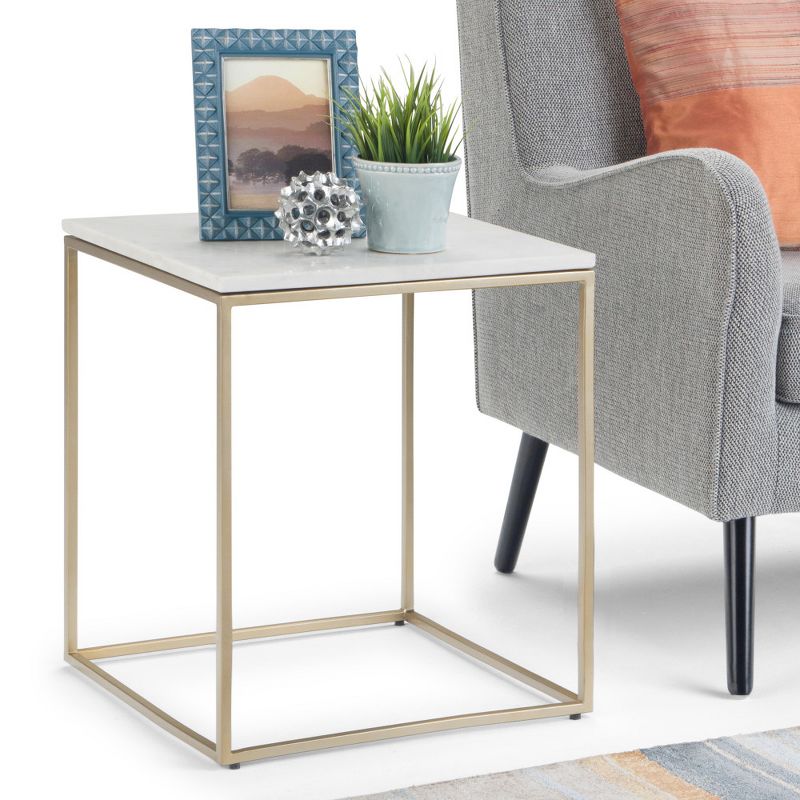 18" Holmes Accent Table White/Gold - WyndenHall