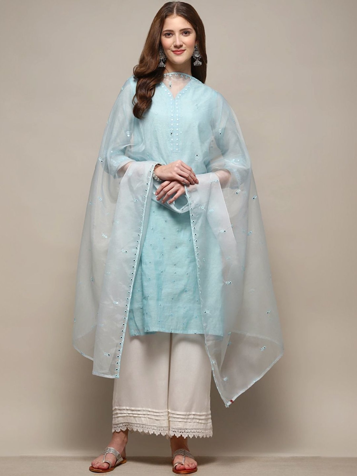 Biba Blue Embroidered Dupatta