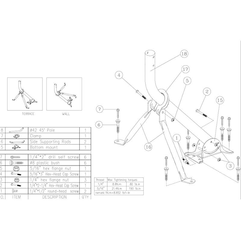 Universal Outdoor Heavy Duty Satellite DishAntenna Mount Tripod TV Pole
