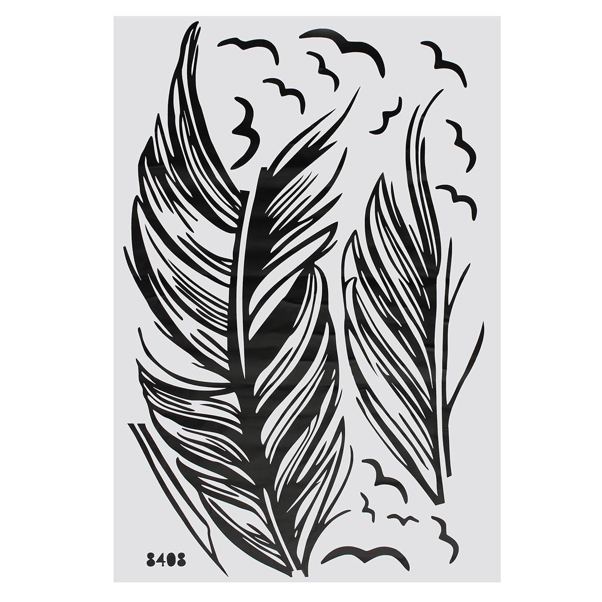 DIY Modern Plume Feather Wall Sticker Birds Flying Feather Removable Wall Sticker Vinyl Mural Painting  for Home Living Room Grey