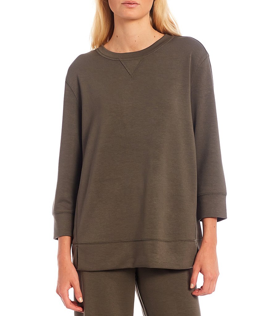 Westbound Soft Touch Crew Neck 3/4 Sleeve Coordinating Pullover