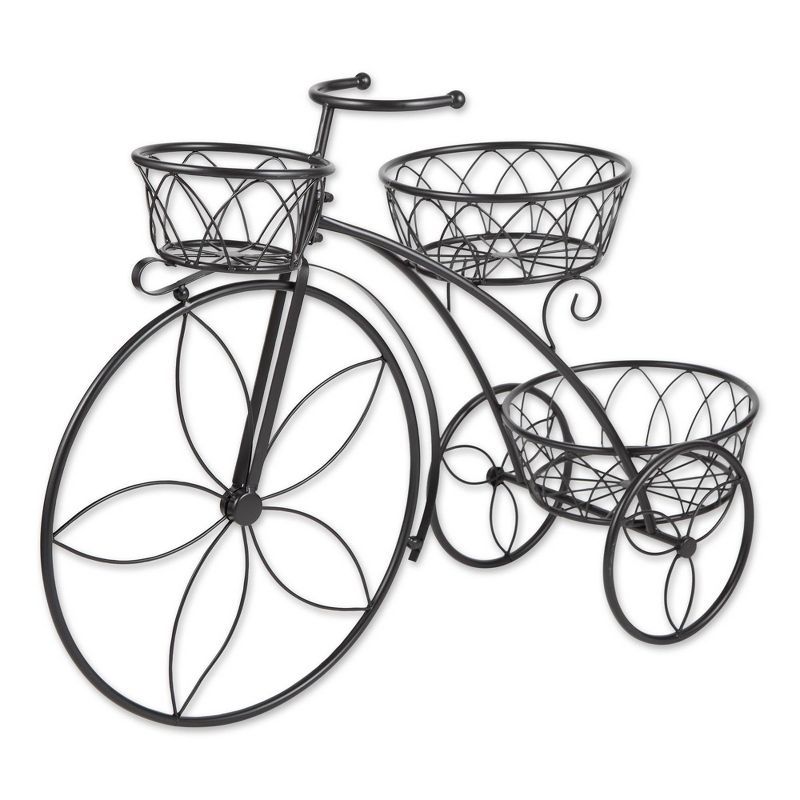 13.1" Indoor/Outdoor Iron Tricycle 3-Tier Plant Stand Black - Zings & Thingz