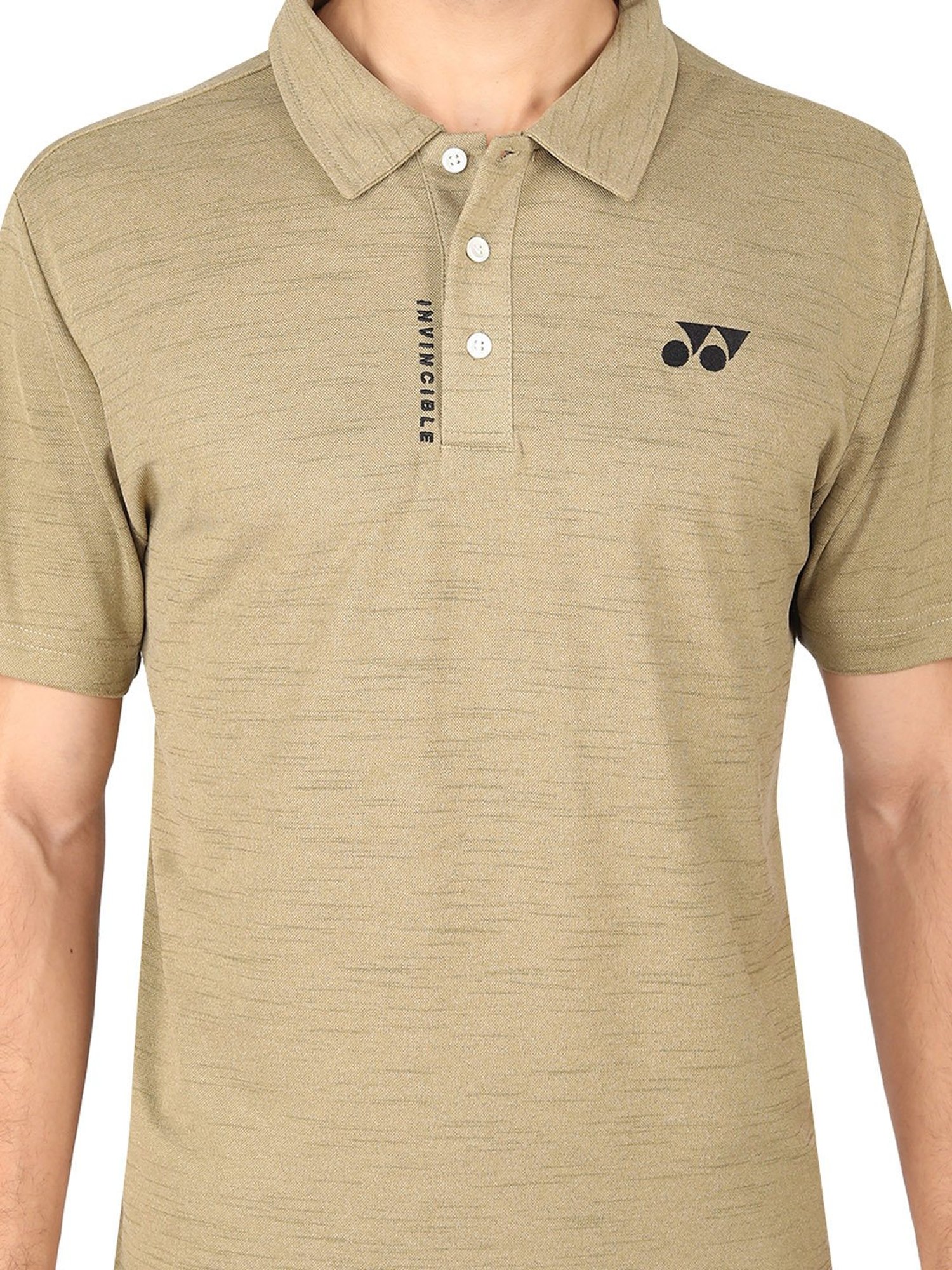 Yonex Khaki Regular Fit Badminton Polo T-Shirt