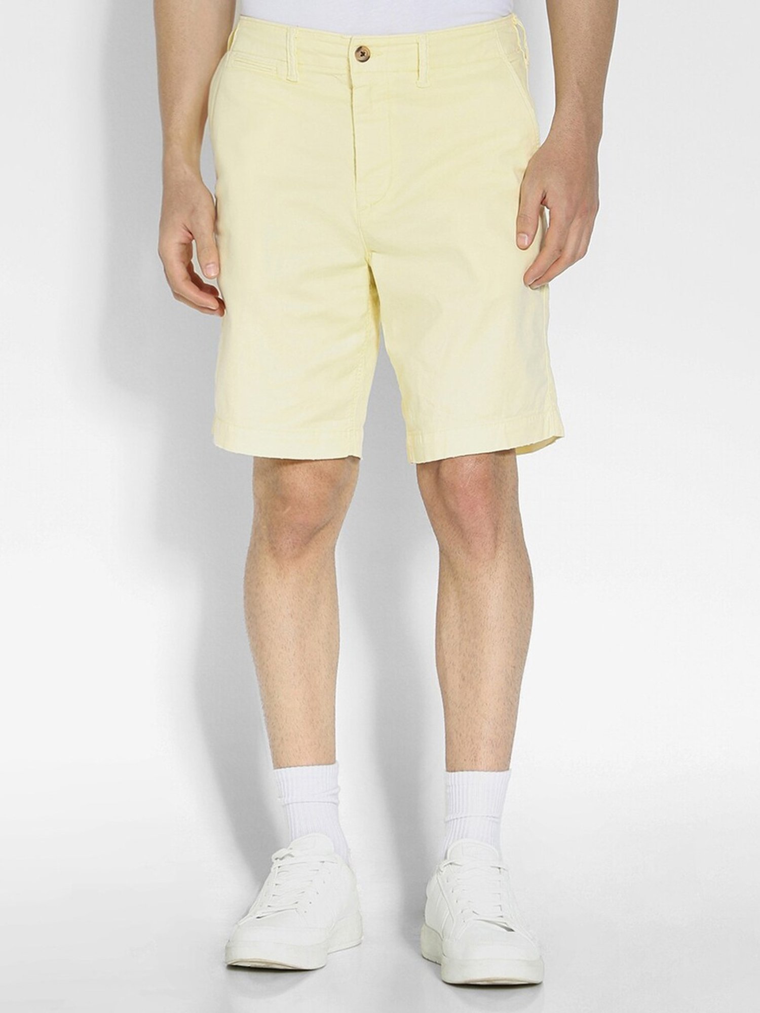 American Eagle Yellow Cotton Regular Fit Shorts