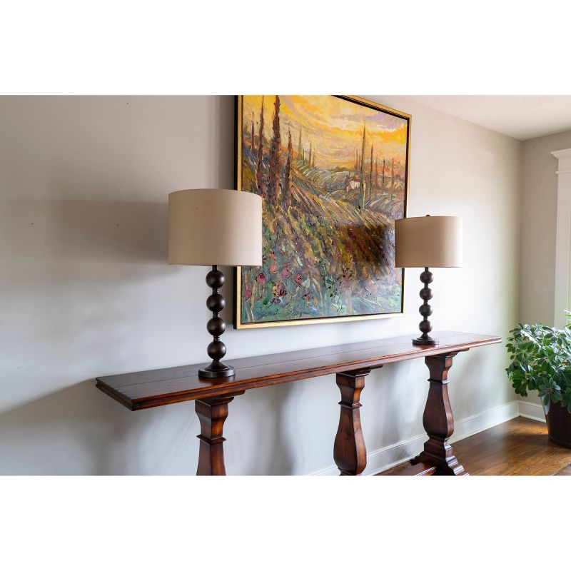 28.5" Set of 2 Sadie Stacked Ball Table Lamp Bronze - Decor Therapy