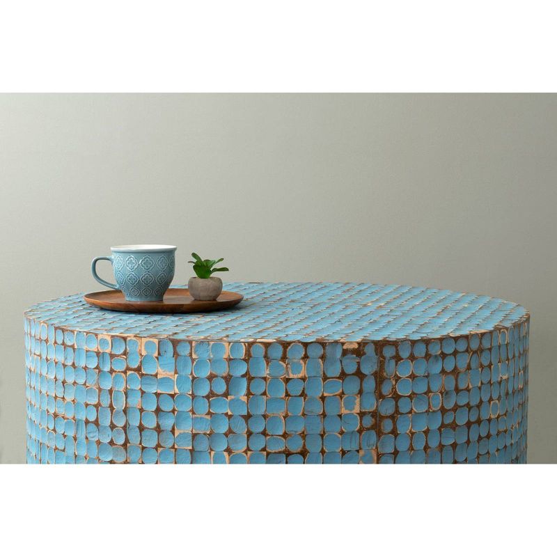 Cummings Coconut Shell Inlay Coffee Table Blue - East At Main