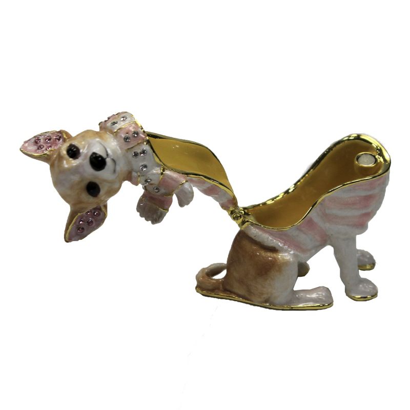 Hinged Trinket Box 2.5" Chihuahua Dog Puppy Sweater  -  Decorative Figurines