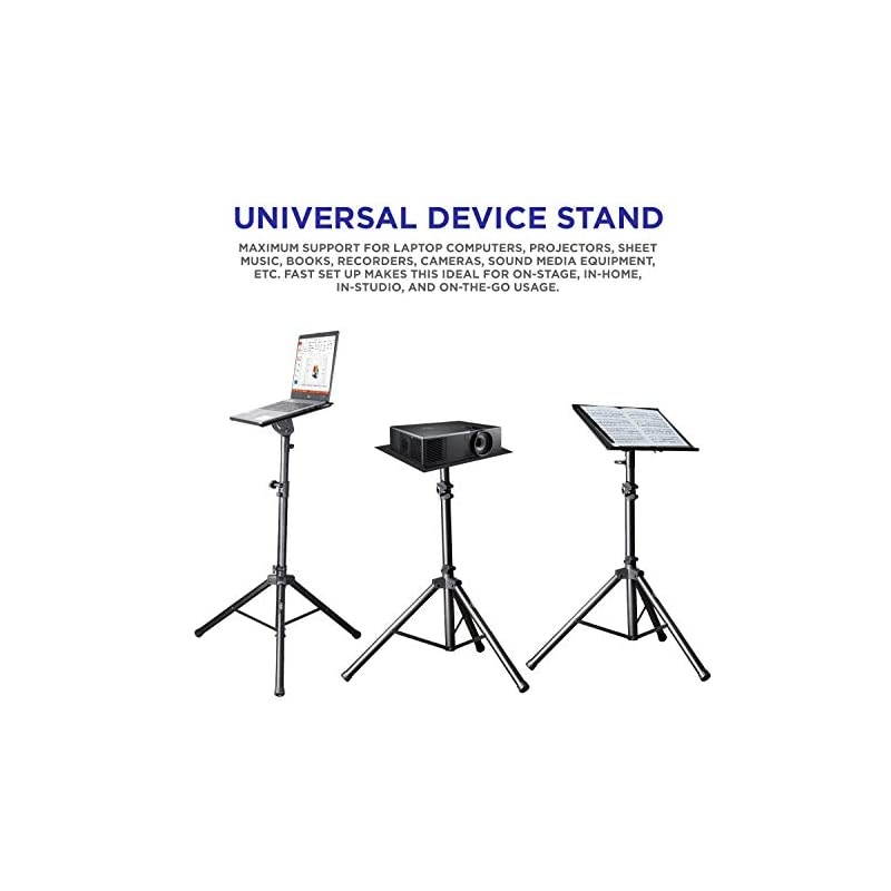 Adjustable 32.3&rdquo; &ndash; 52&rdquo; Laptop DJ Mixer Tripod Stand | Lightweight & Portable 15.3&rdquo; x 12.2&rdquo; Tilted Tri-Pod Tray for Processors, Audio Controllers & Tablets | Raised Edges for Protection