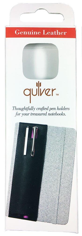 Pocket Two Pen Holder Quiver, Pen Holder For Notebooks, Pen Sleeve For Notebooks, A6, 5.5" - 6.5" tall. (14cm - 16.5cm) (Black Leather)