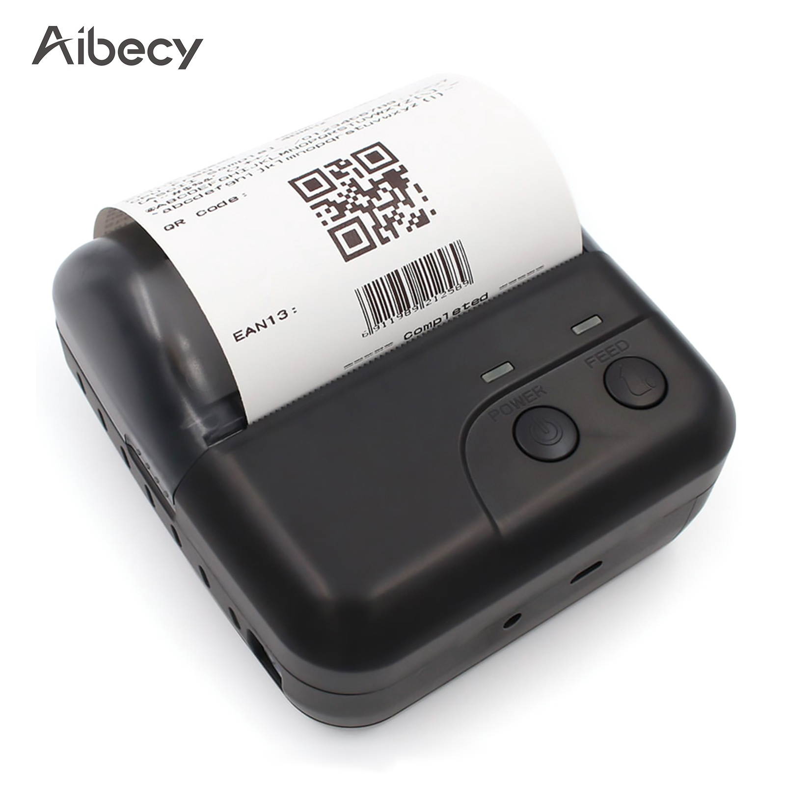 Aibecy 80mm Mini Portable Thermal Printer Wireless Receipt Printer USB BT Connection Support ESC/POS Command Compatible with Windows Android iOS for Supermarket Store Restaurant