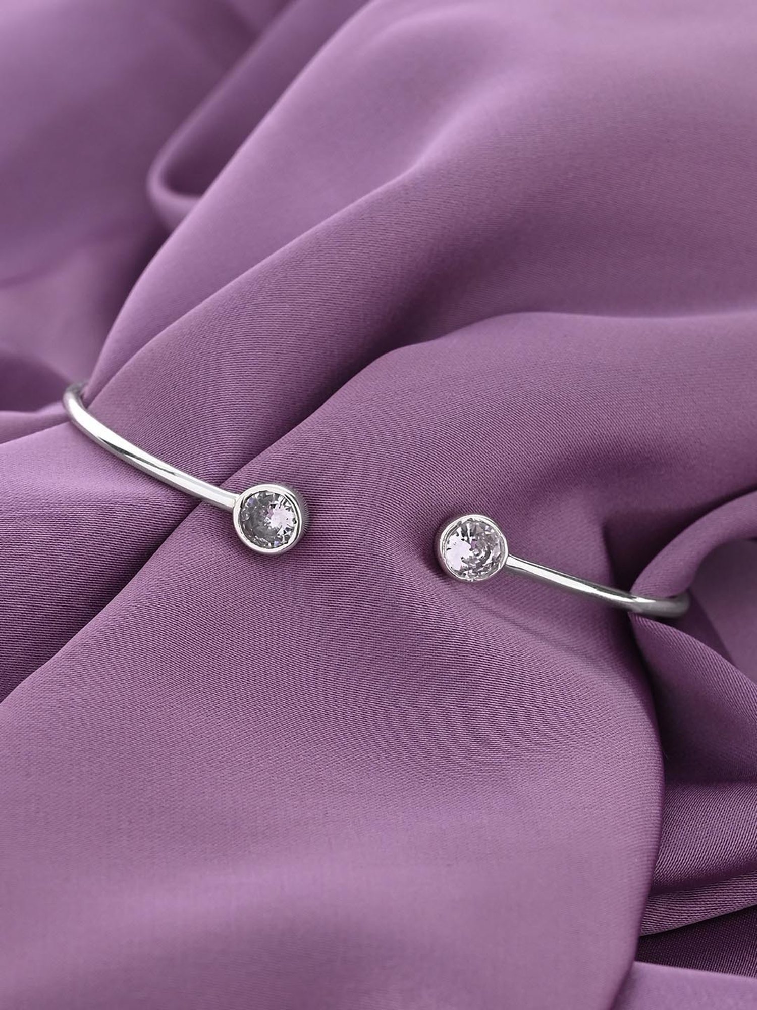 March by FableStreet 92.5 Sterling Silver Two Stone Cuff Bracelet for Women