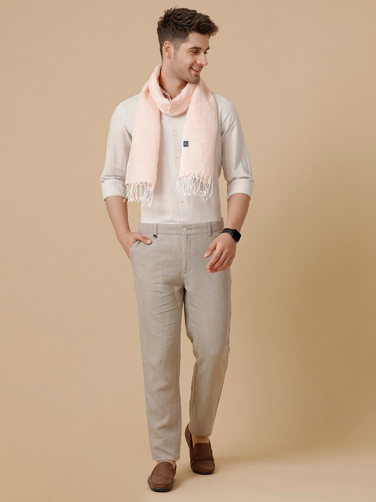 Linen Club Light Pink Solid Stole