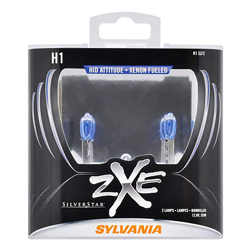 Sylvania H1SZ.BB2 High Performance SilverStar zXe H1 Halogen Fog Light Bulb HID Attitude and Xenon Fueled, White (2 Pack)