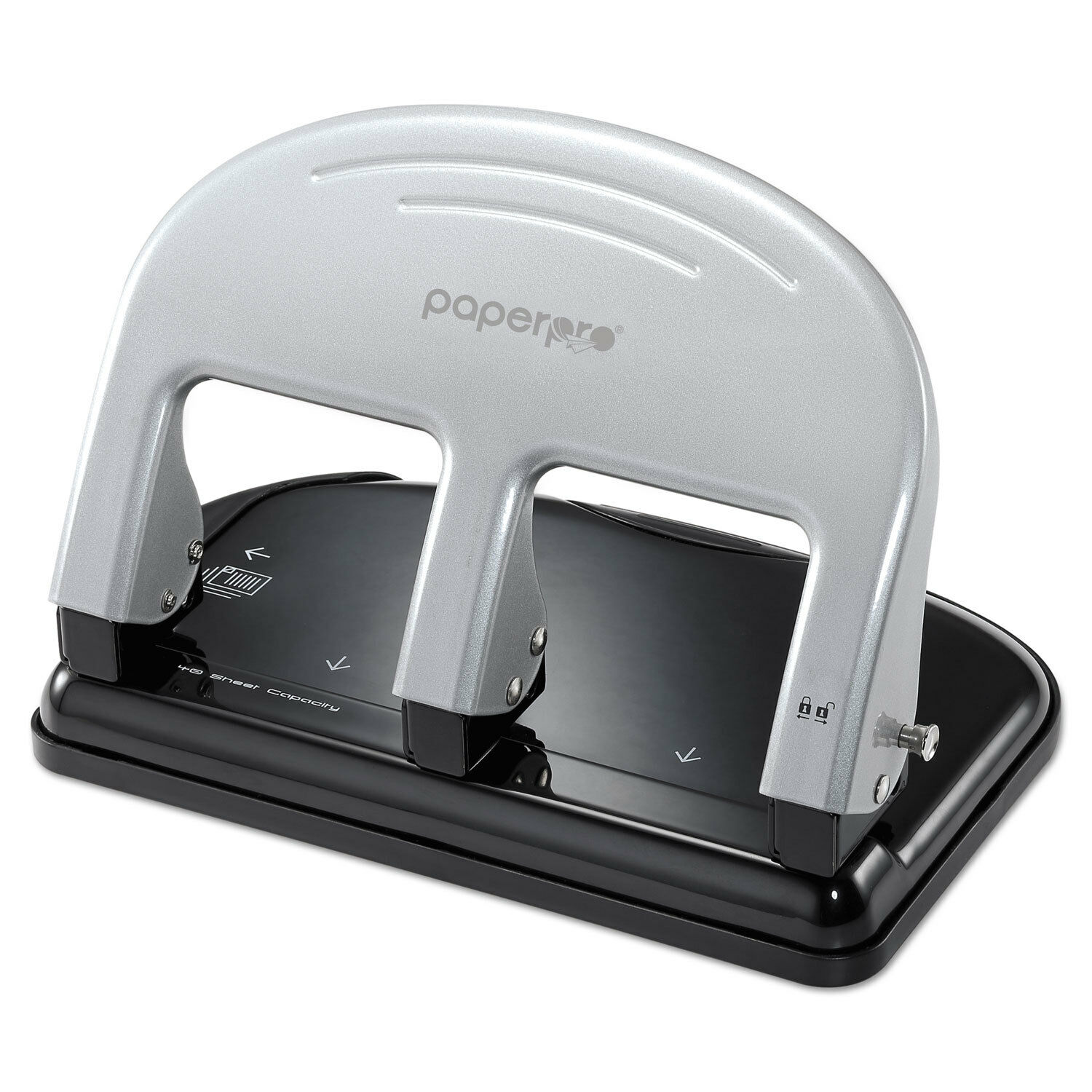 Paperpro-Bostitch inPRESS Three-Hole Punch 40-Sheet Capacity Black/Silver 2240