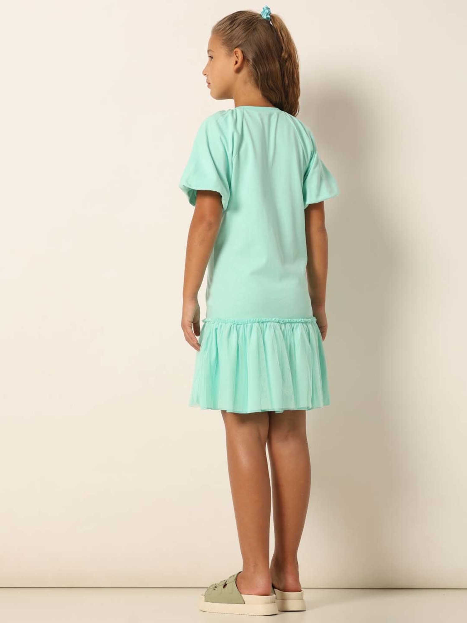 VERO MODA GIRL Blue Cotton Embroidered Dress