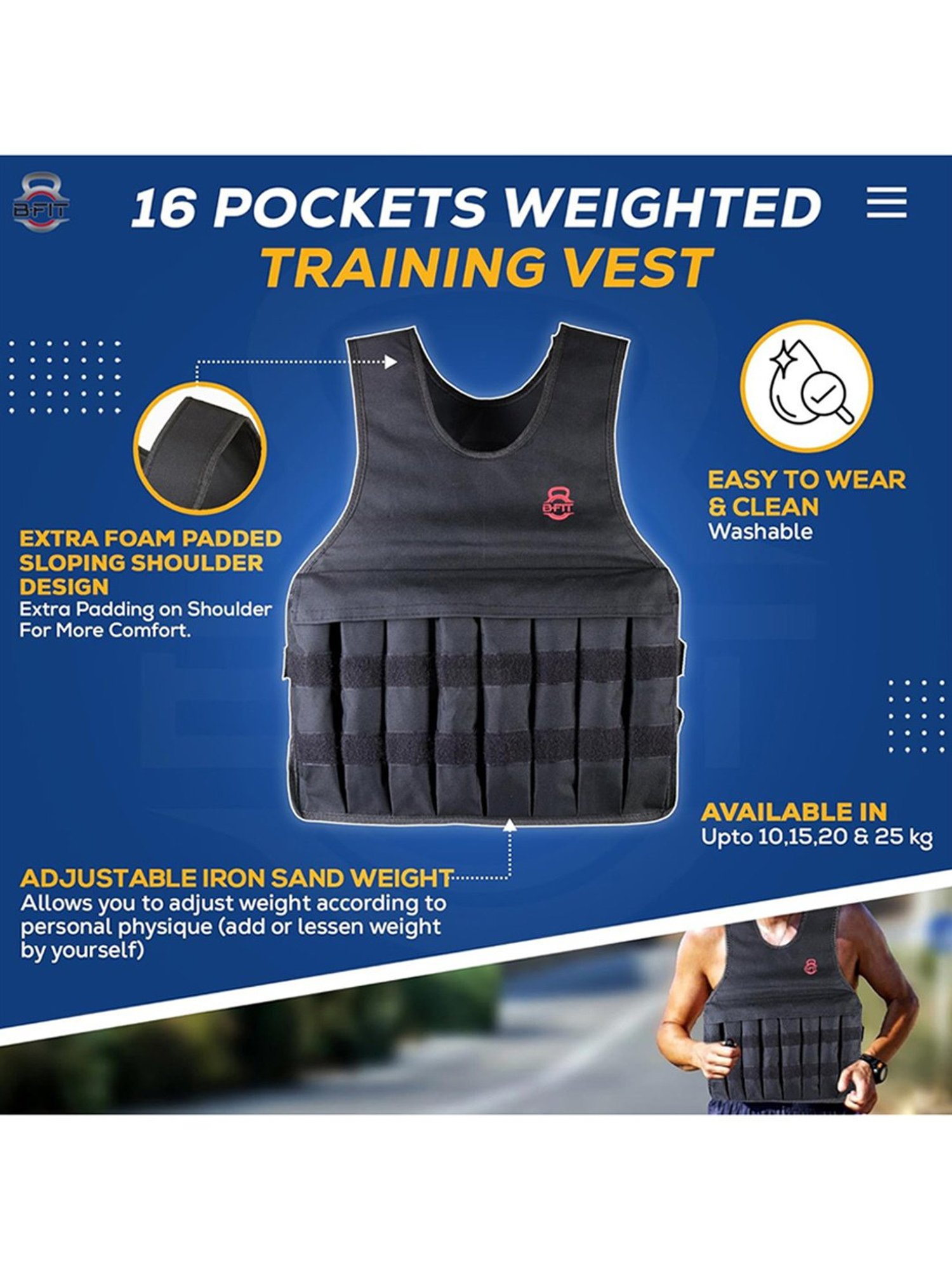 B Fit Weighted Vest Jacket (Black)