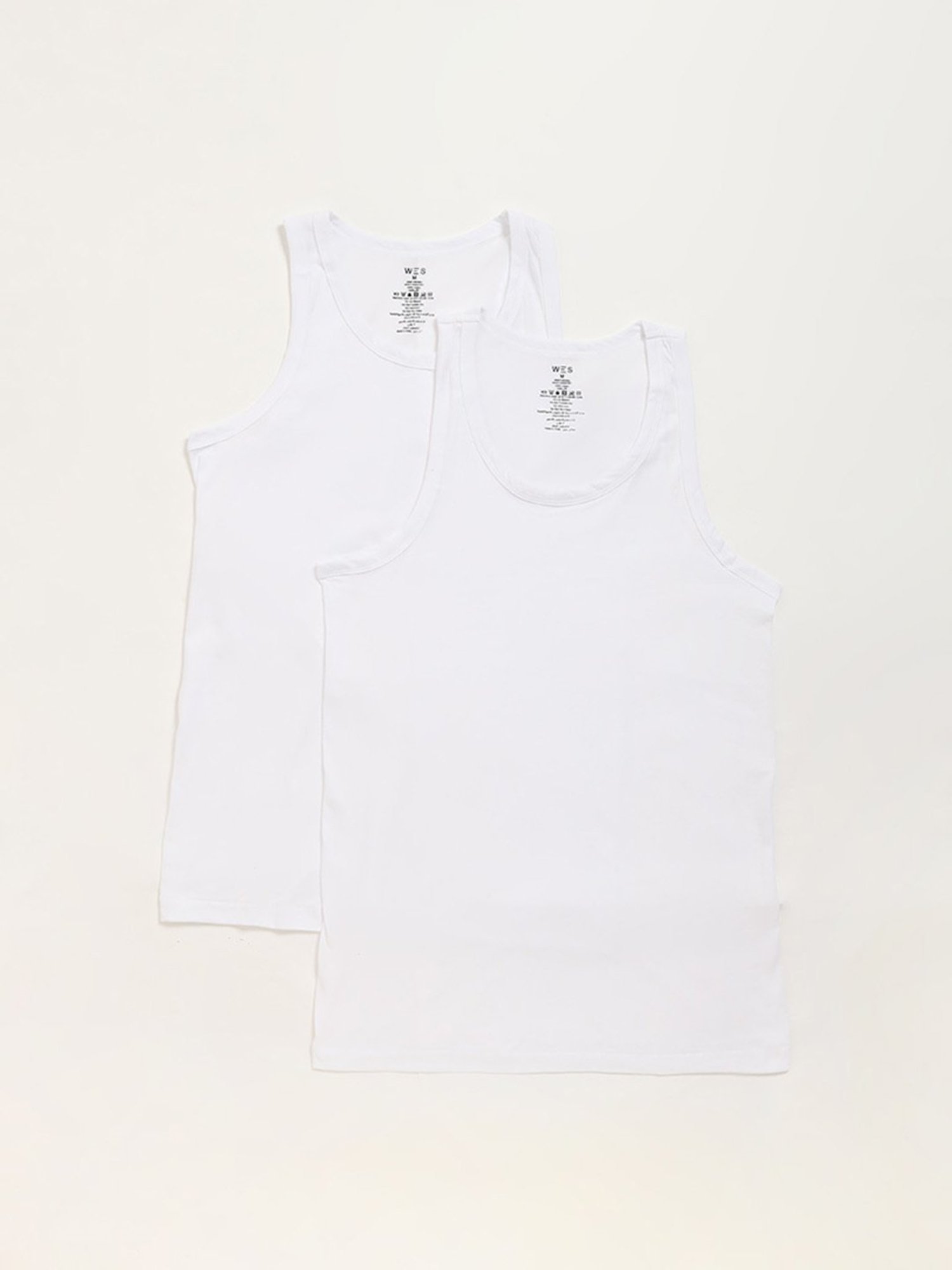WES Lounge by Westside Plain White Vests - Pack of 2