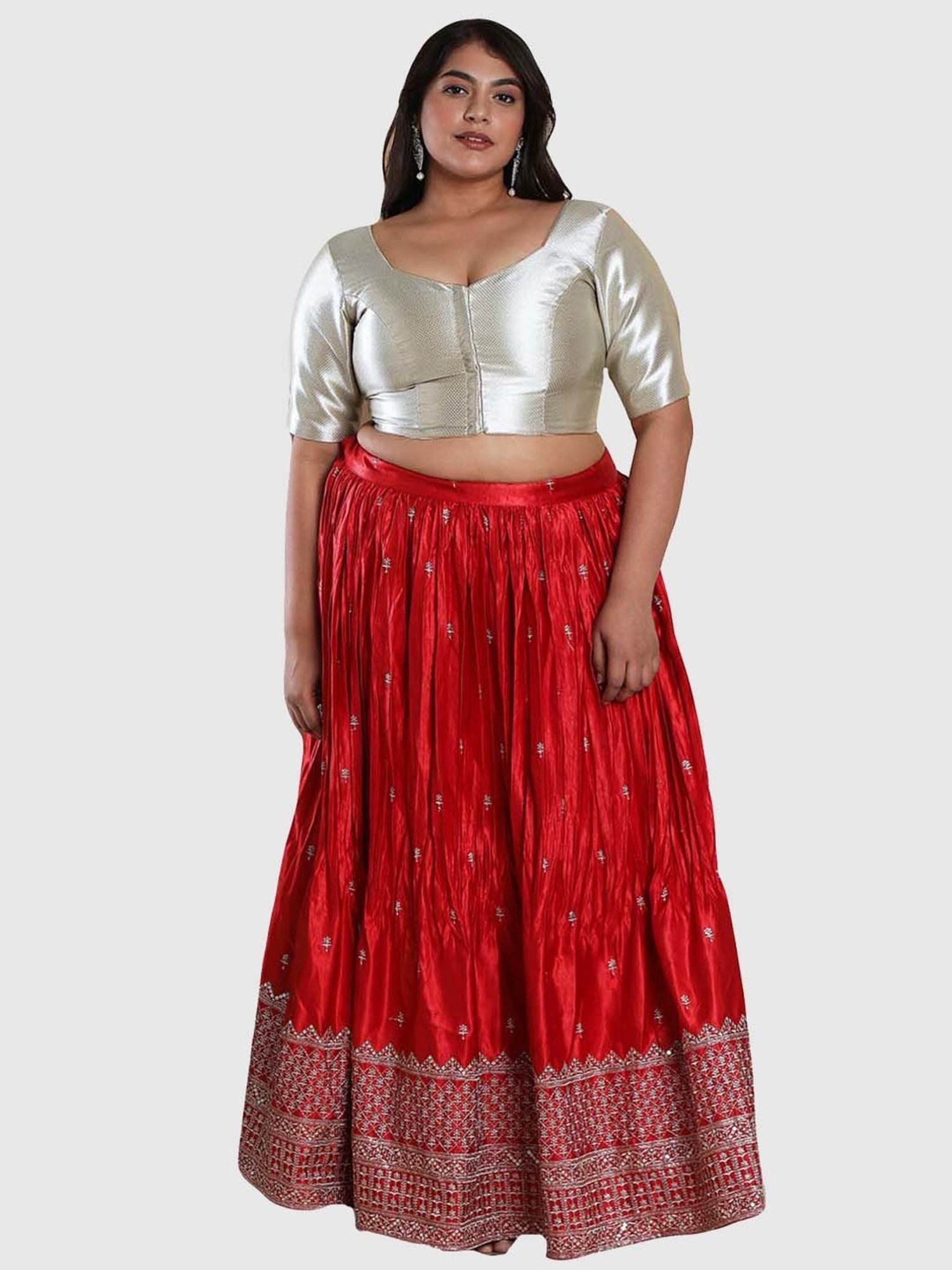 Salwar Studio Silver Textured Pattern Blouse