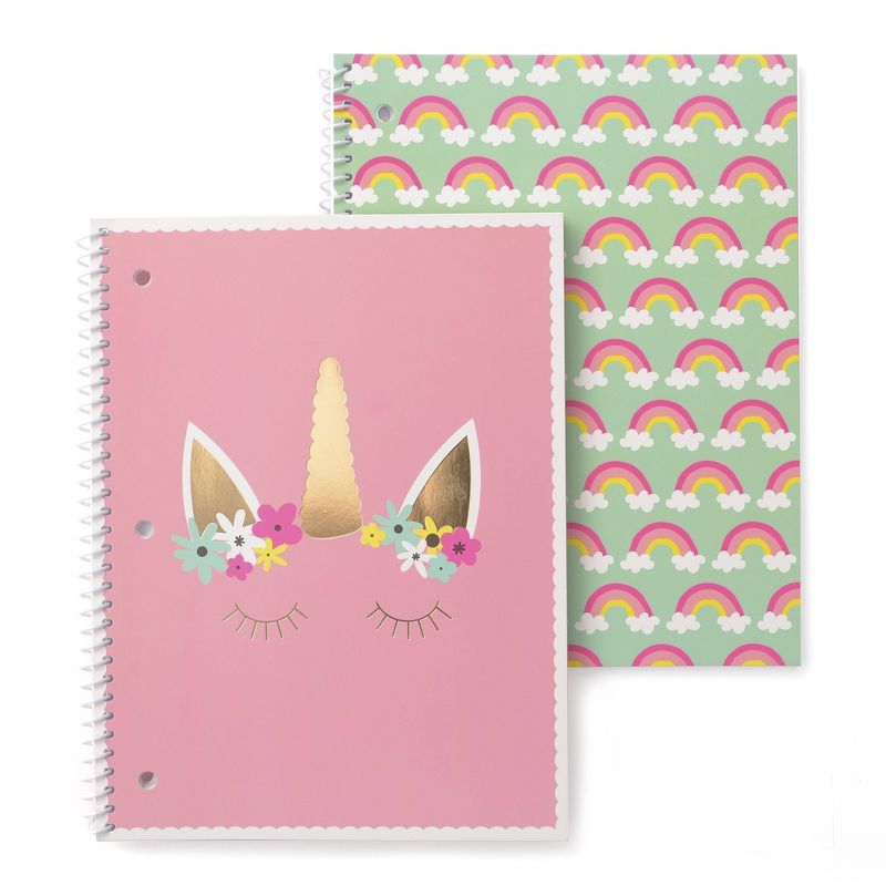 2pk Pretty Unicorn Spiral Notebook Set 1 Subject - Gartner Studios