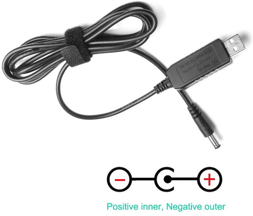 DC 5V to DC 12V USB Voltage Step Up Converter Cable Power Supply Adapter Cable with DC Jack 5.5 x 2.5mm or 5.5 x 2.1mm USB 5V to DC 12V Cable - 5ft [NOT Suitable for High Current Equipment]